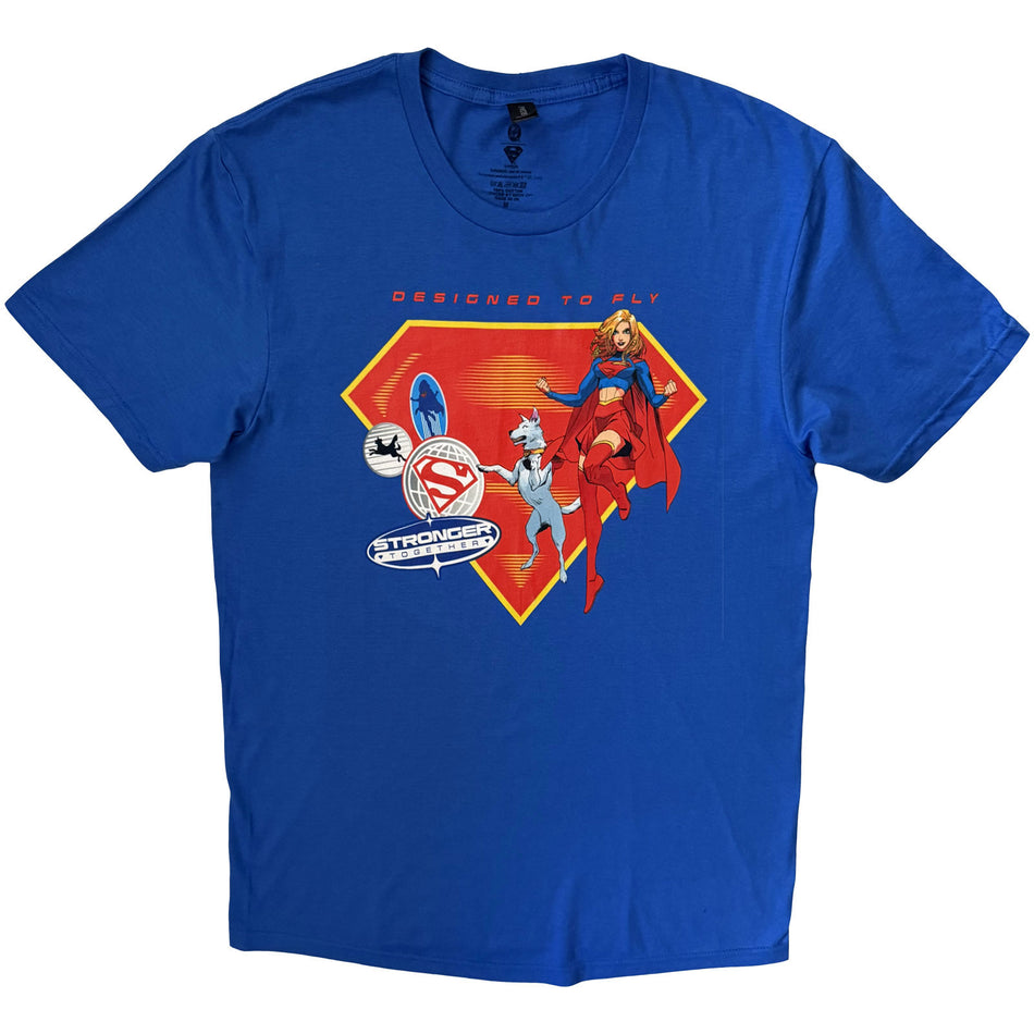 DC Comics Unisex T-Shirt: Supergirl Designed To Fly (Blue)