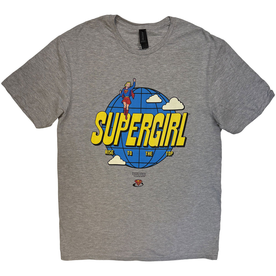 DC Comics Unisex T-Shirt: Supergirl Rise To The Top (Grey)