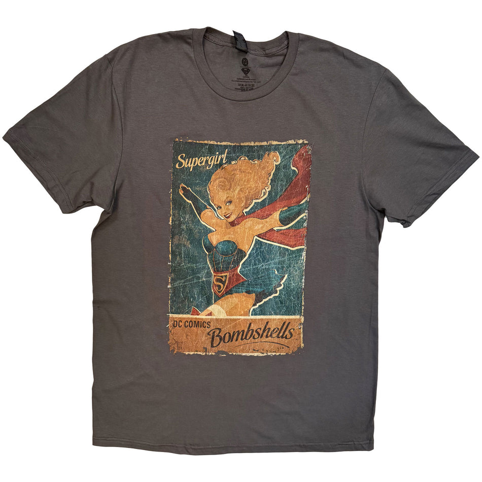 DC Comics Unisex T-Shirt: Supergirl Bombshell (Charcoal Grey)