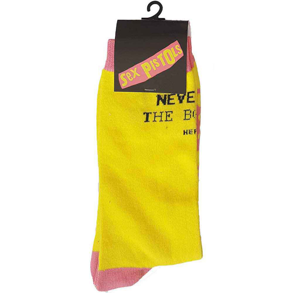 The Sex Pistols Unisex Ankle Socks: NMTB (Yellow) (UK Size 4 - 7)