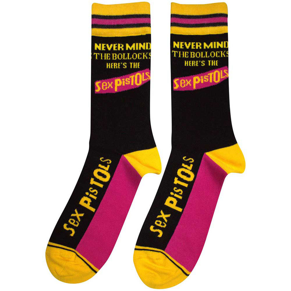 The Sex Pistols Unisex Ankle Socks: NMTB Stripes (Black) (UK Size 4 - 7)