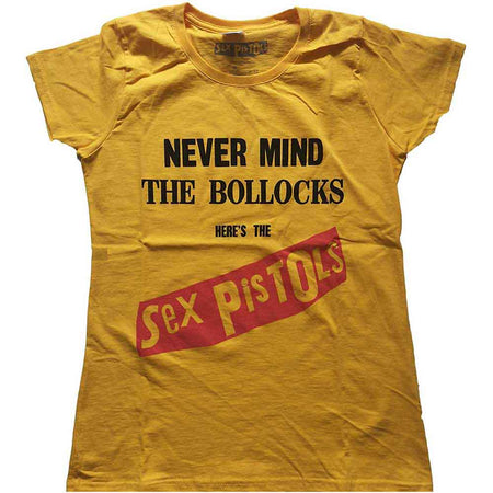The Sex Pistols Ladies T-Shirt: Never Mind the Bollocks Original Album (Yellow)