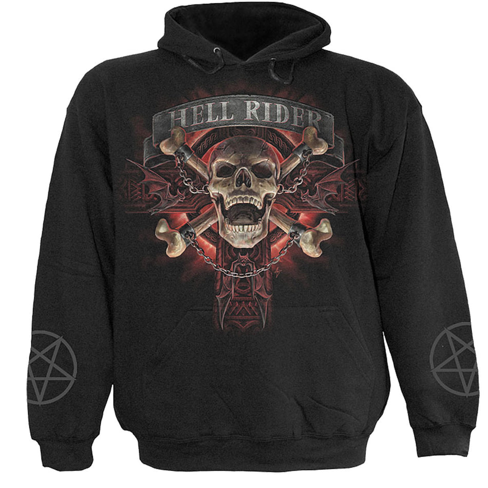 Spiral Kids Pullover Hoodie: Hell Rider (Black) (Back & Sleeve Print)