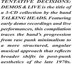 The Talking Heads - Tentative Decisions: Demos & Live - (Digibook) - [CD]