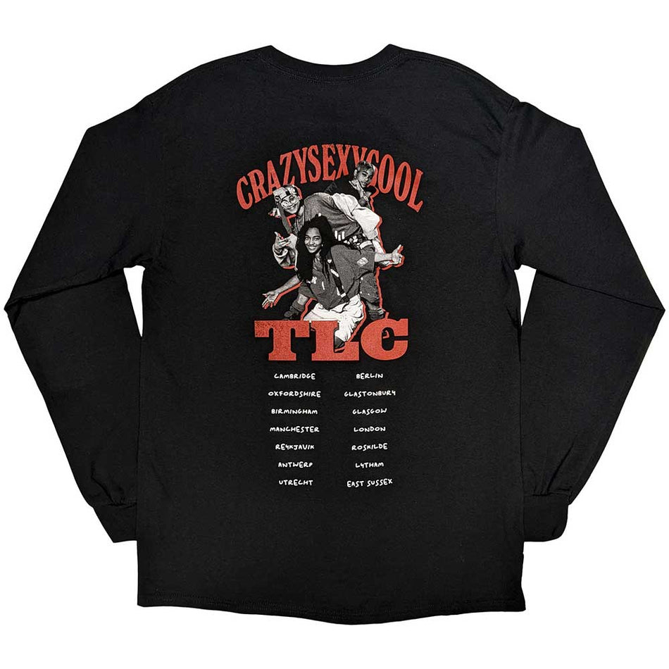 TLC Unisex Long Sleeve T-Shirt: CrazySexyCool Photo European Tour 2022 (Black) (Back Print & Ex-Tour)
