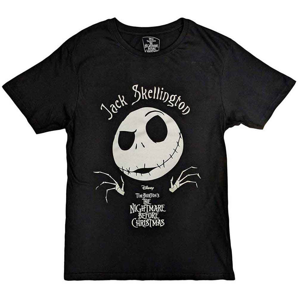 The Nightmare Before Christmas Unisex T-Shirt: Jack Head (Black) (Embellished)