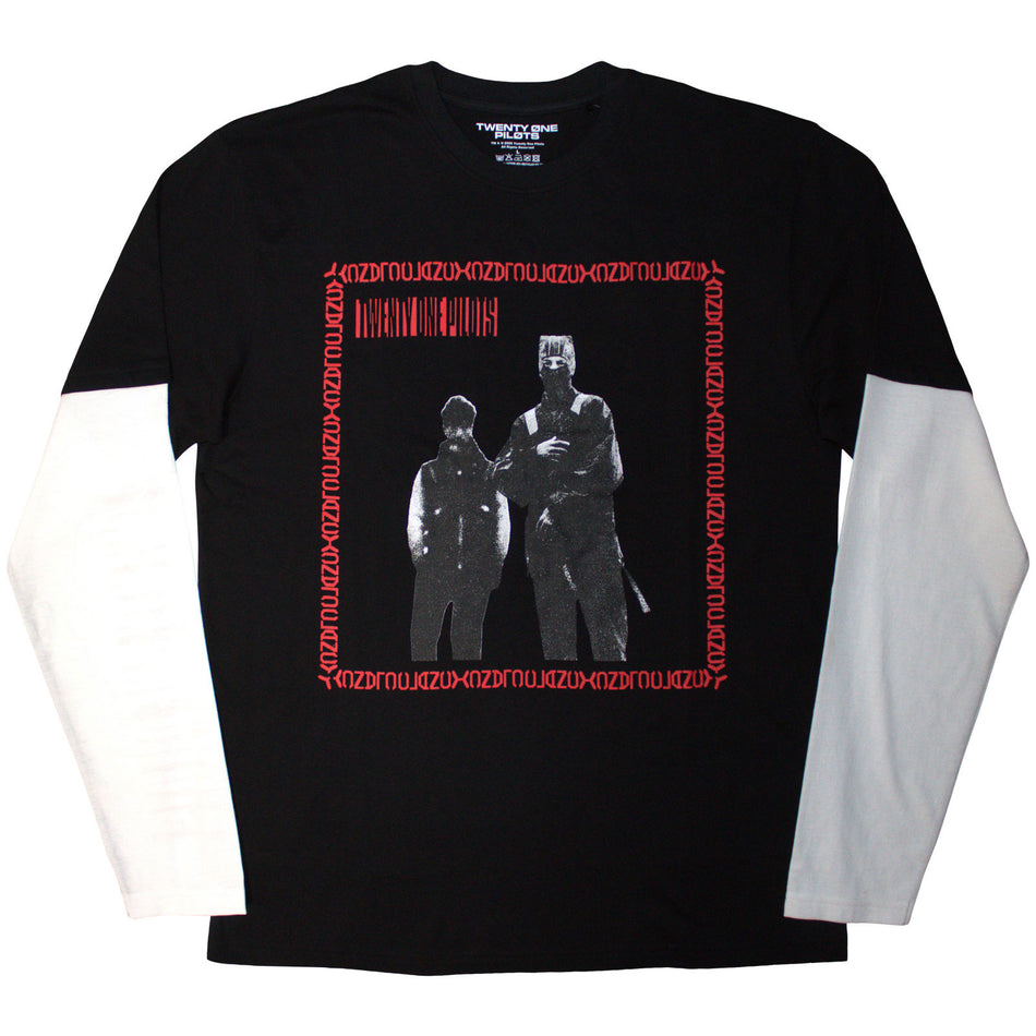 Twenty One Pilots Unisex 2 In 1 Layered Long Sleeve T-Shirt: Run Frame (Black & White)