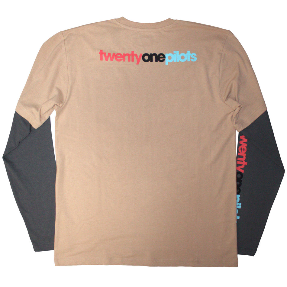 Twenty One Pilots Unisex 2 In 1 Layered Long Sleeve T-Shirt: Vessel (Grey & Sand)