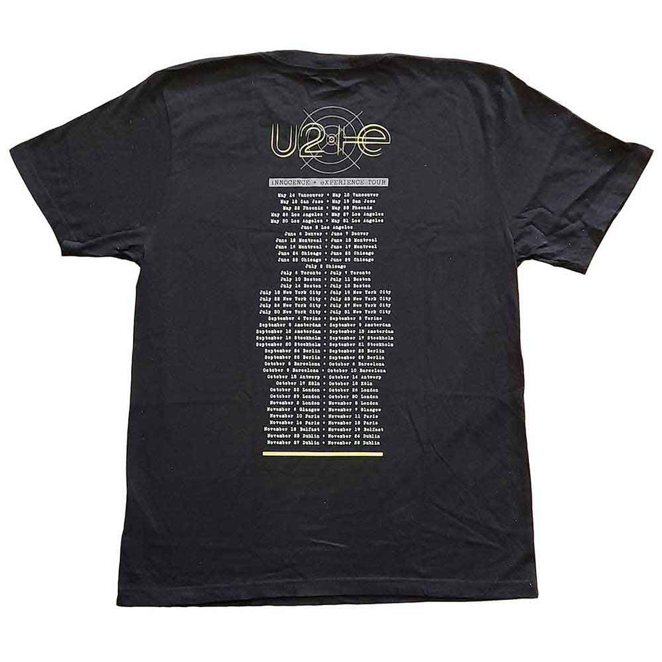 U2 Unisex T-Shirt: Stage Photo (Black) (Back Print & Ex-Tour)