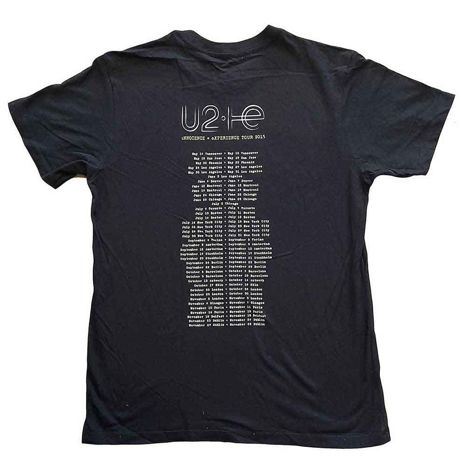 U2 Unisex T-Shirt: I+E Tour 2015 Band Silhouettes (Black) (Back Print & Ex-Tour)