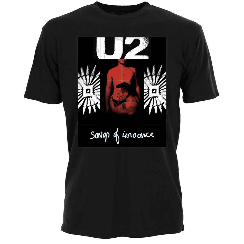 U2 Unisex T-Shirt: Songs of Innocence Red Shade (Black)