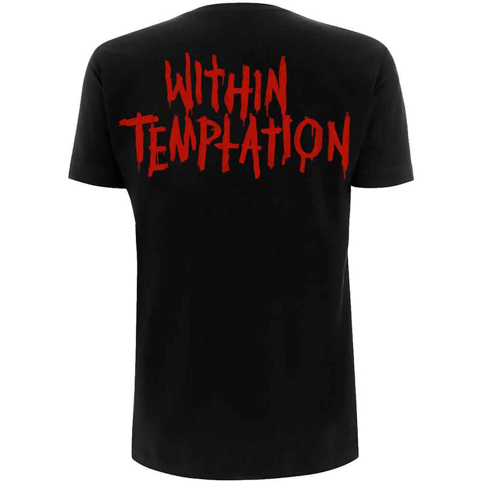 Within Temptation Ladies T-Shirt: Purge Outline (Red Face) (Black) (Back Print)