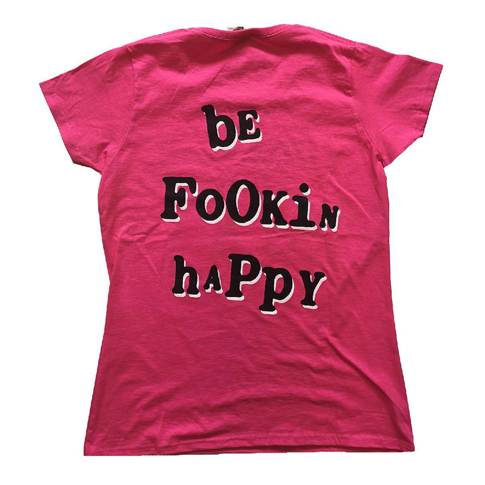 Yungblud Ladies T-Shirt: Raver Smile (Pink) (Back Print)