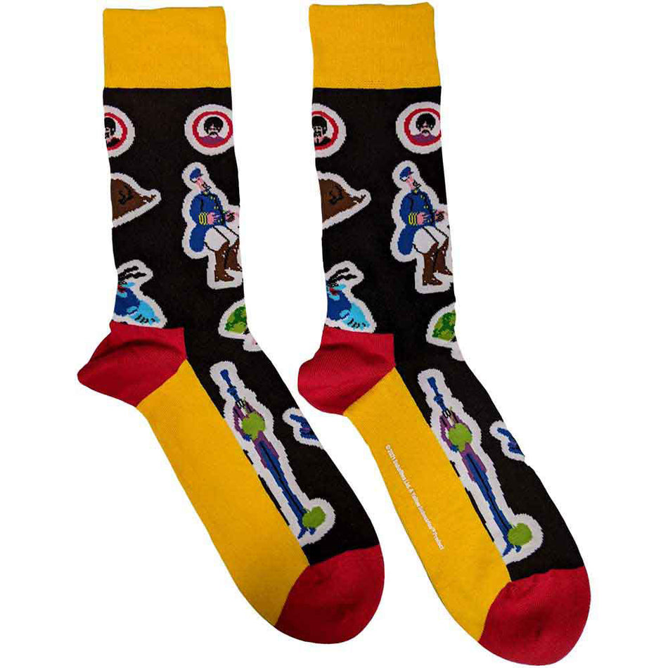 The Beatles Unisex Ankle Socks: Portholes & Characters (Black) (UK Size 4 - 7)