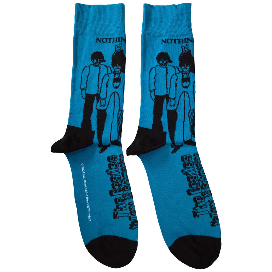 The Beatles Unisex Ankle Socks: Sub & Band Outlines (Blue)